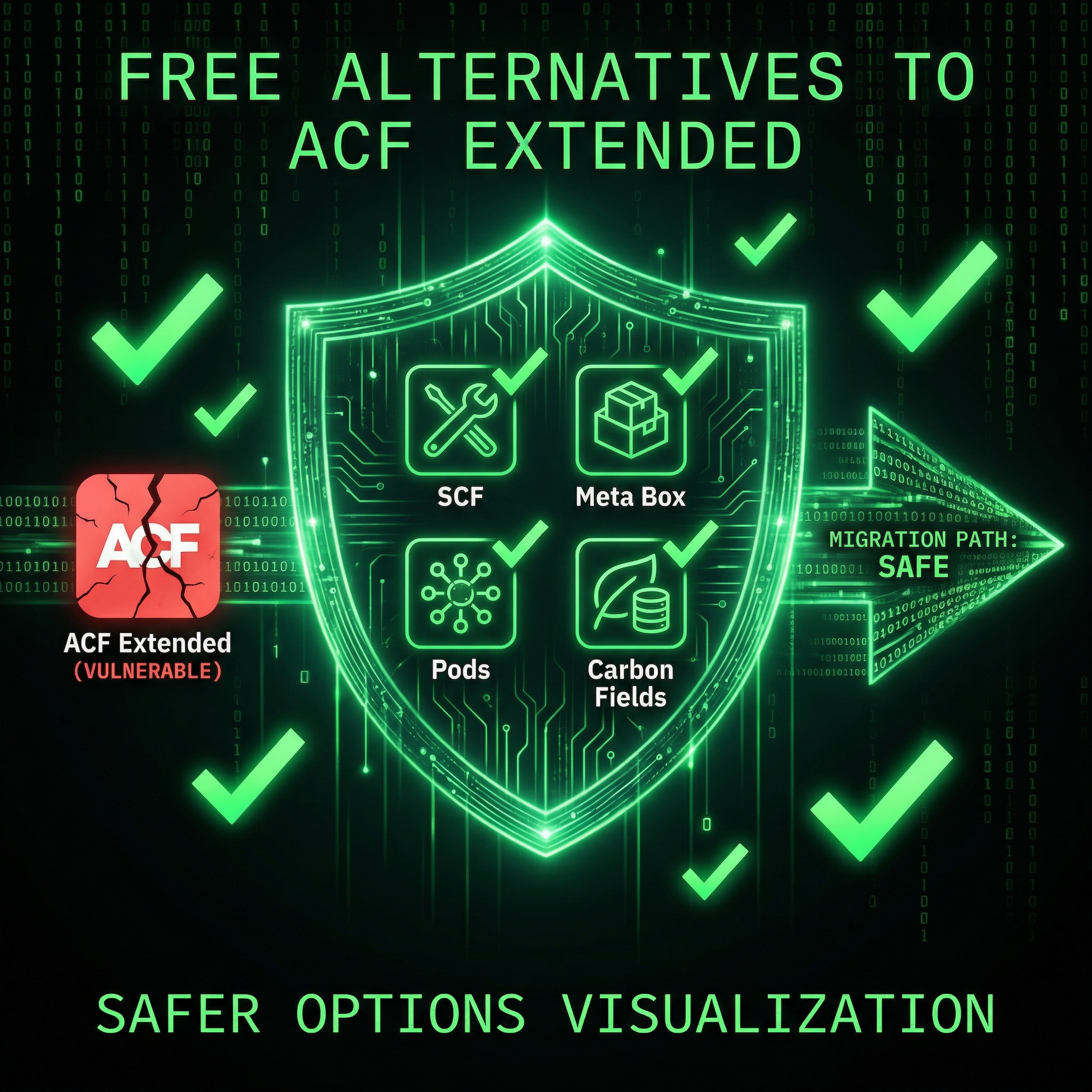 Free alternatives to ACF Extended: Secure Custom Fields, Meta Box, Pods, Carbon Fields