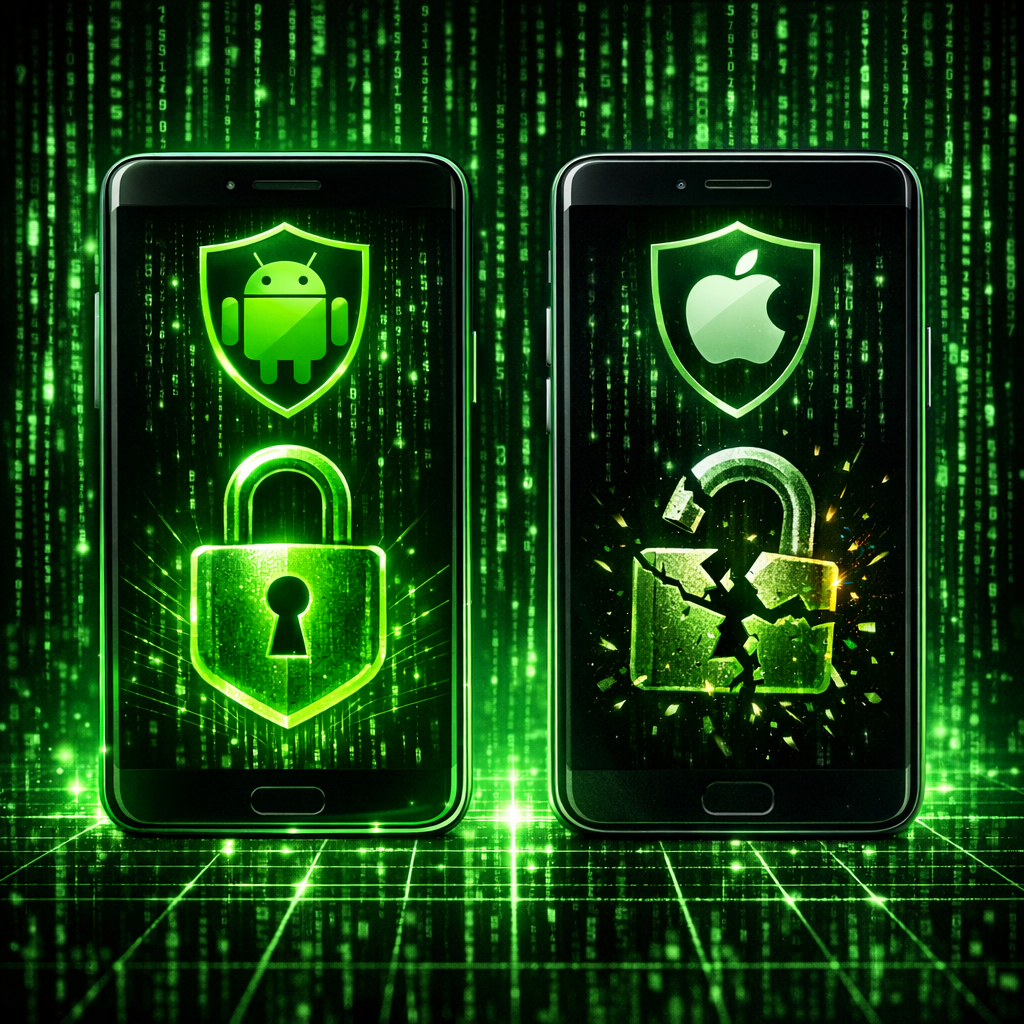 Android vs iOS security: device lock strength and updates matter more than platform name—strong lock and 2FA protect you on both