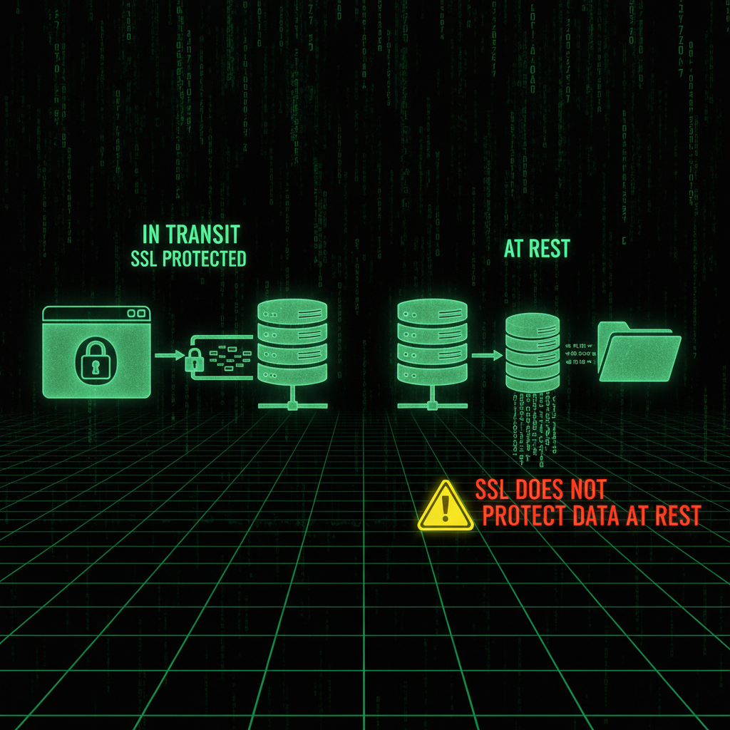 SSL encrypts data in transit; once on the server, how you store it determines security