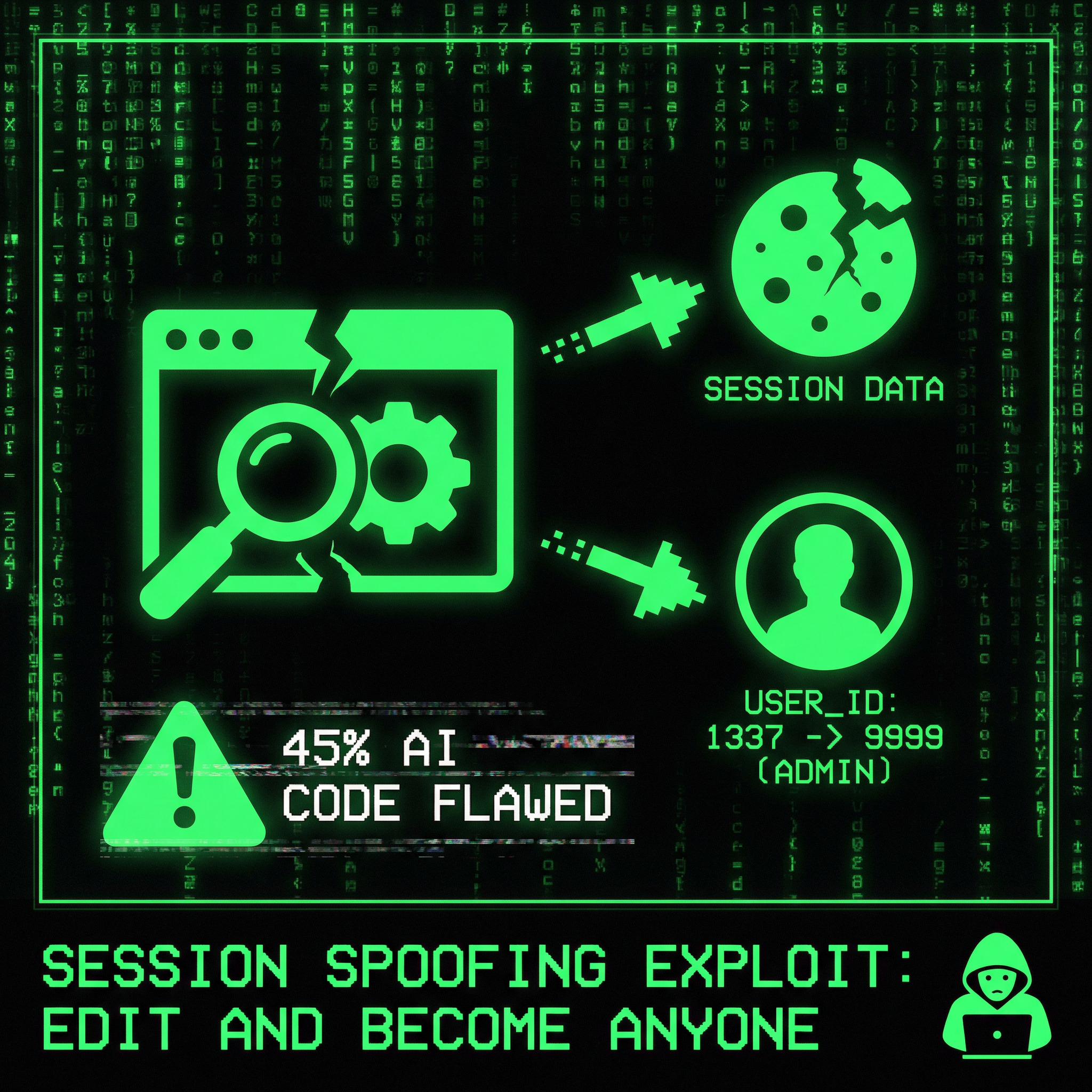 45% of AI-generated code contains security flaws—edit cookies and become any user, no authentication